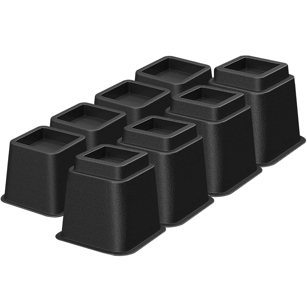 8 Pack Bed Risers, Heavy Duty Bed Furniture Risers, Adjustable Bed Elevators in Heights 3 or 5 inch, Stackable Risers for Sofa, Chair, Desk, Table Legs, Black EasyOptionXY LLC