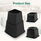 8 Pack Bed Risers, Heavy Duty Bed Furniture Risers, Adjustable Bed Elevators in Heights 3 or 5 inch, Stackable Risers for Sofa, Chair, Desk, Table Legs, Black EasyOptionXY LLC