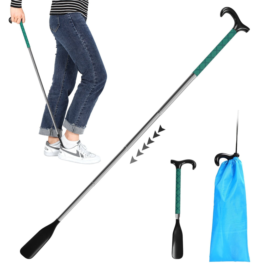 KEKOY 14" to 34" Shoe Horn Long Handle, Adjustable and Retractable Expander Shoe Stick, Portable Stainless Steel Long Shoehorn for Seniors EasyOptionXY LLC