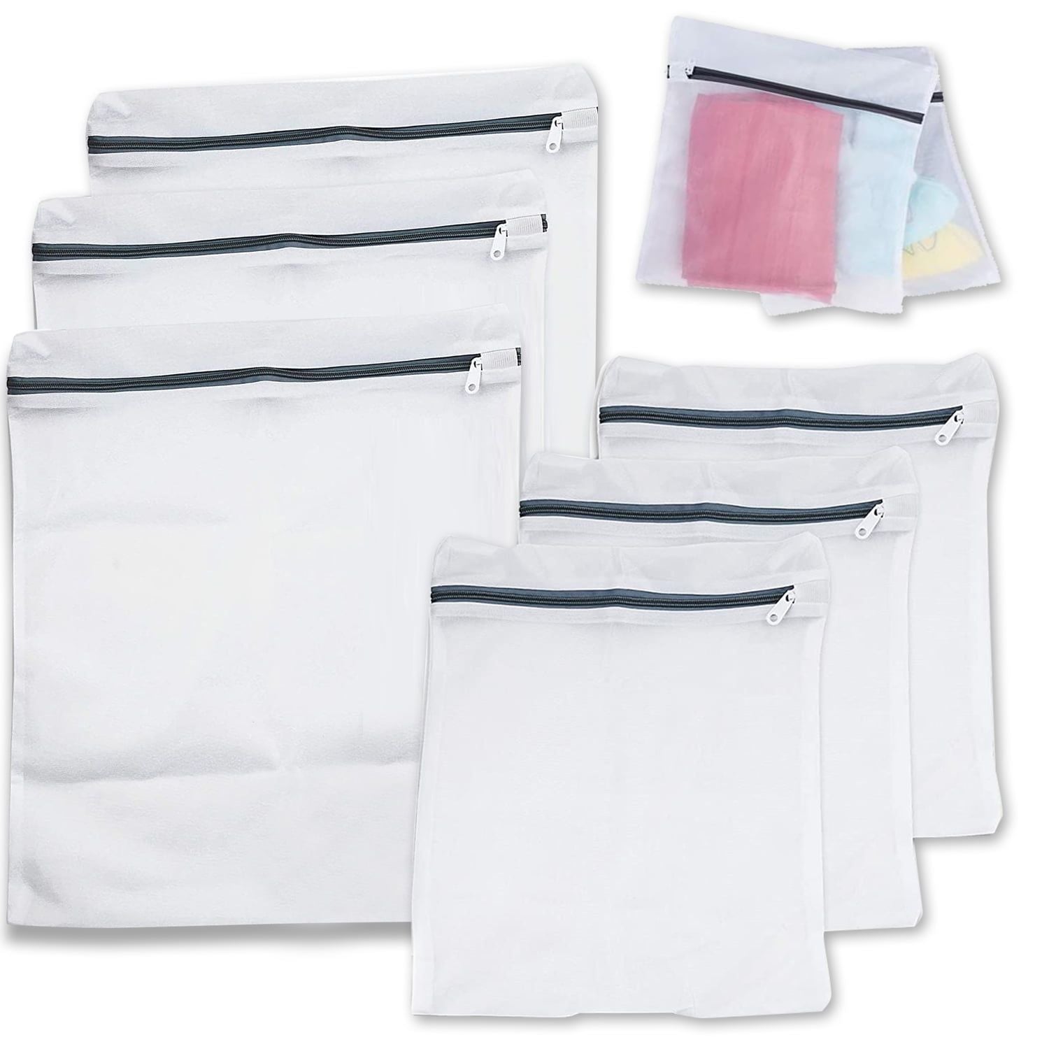 6 Pack of Mesh Laundry Bag, Laundry Wash Bags with Zipper, Reusable Travel Bag for Clothes, Sock, Lingerie (2 Size) EasyOptionXY LLC