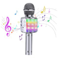 Kids Microphone, Wireless Bluetooth Microphone with LED Lights, Children Microphone Singing Toys Christmas Gifts for Kids and Adults, Silver EasyOptionXY LLC