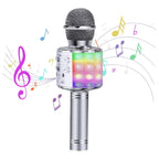 Kids Microphone, Wireless Bluetooth Microphone with LED Lights, Children Microphone Singing Toys Christmas Gifts for Kids and Adults, Silver EasyOptionXY LLC