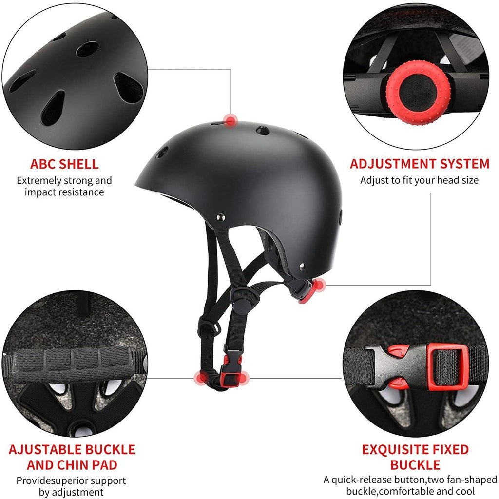 Adjustable Kids Helmet Set, Protective Gear Set with Knee Pads and Elbow Wrist Guards for 3~10yrs Girls Boys Bike Roller Skating Cycling Scooter, Black EasyOptionXY LLC