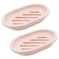 2 Pack Soap Dish with Drain, Plastic Soap Dish Container, Soap Tray for Bathroom Shower Kitchen, Keep Soap Dry & Easy to Clean (Pink) EasyOptionXY LLC