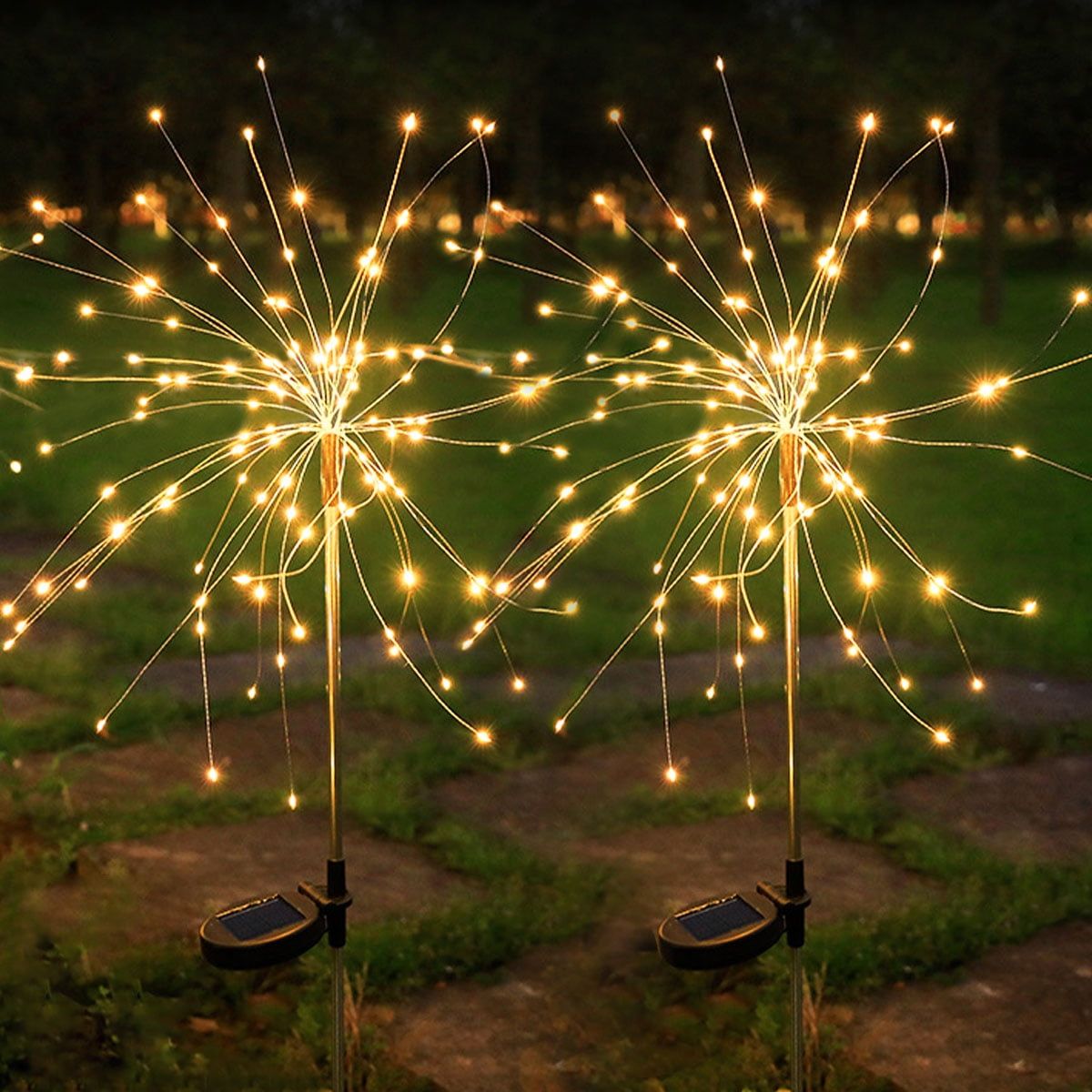 2 Pack Solar Firework Lights, 120 LEDs Outdoor Garden Fairy Lights, Waterproof Twinkle Solar Lights for Patio Lawn Christmas Decor (Warm White) EasyOptionXY LLC