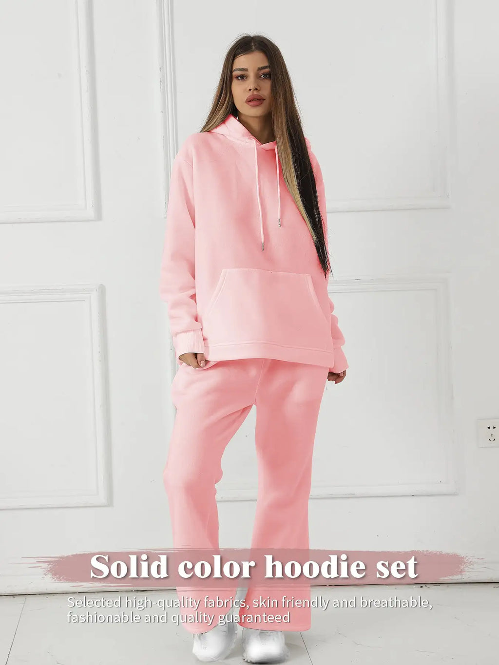 Women's Fashionable Casual Solid Color Long Sleeved Sweatshirt Set - SJB-DIAMOND ELITES