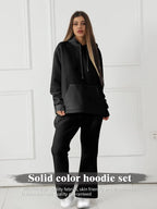 Women's Fashionable Casual Solid Color Long Sleeved Sweatshirt Set - SJB-DIAMOND ELITES