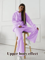 Women's Fashionable Casual Solid Color Long Sleeved Sweatshirt Set - SJB-DIAMOND ELITES