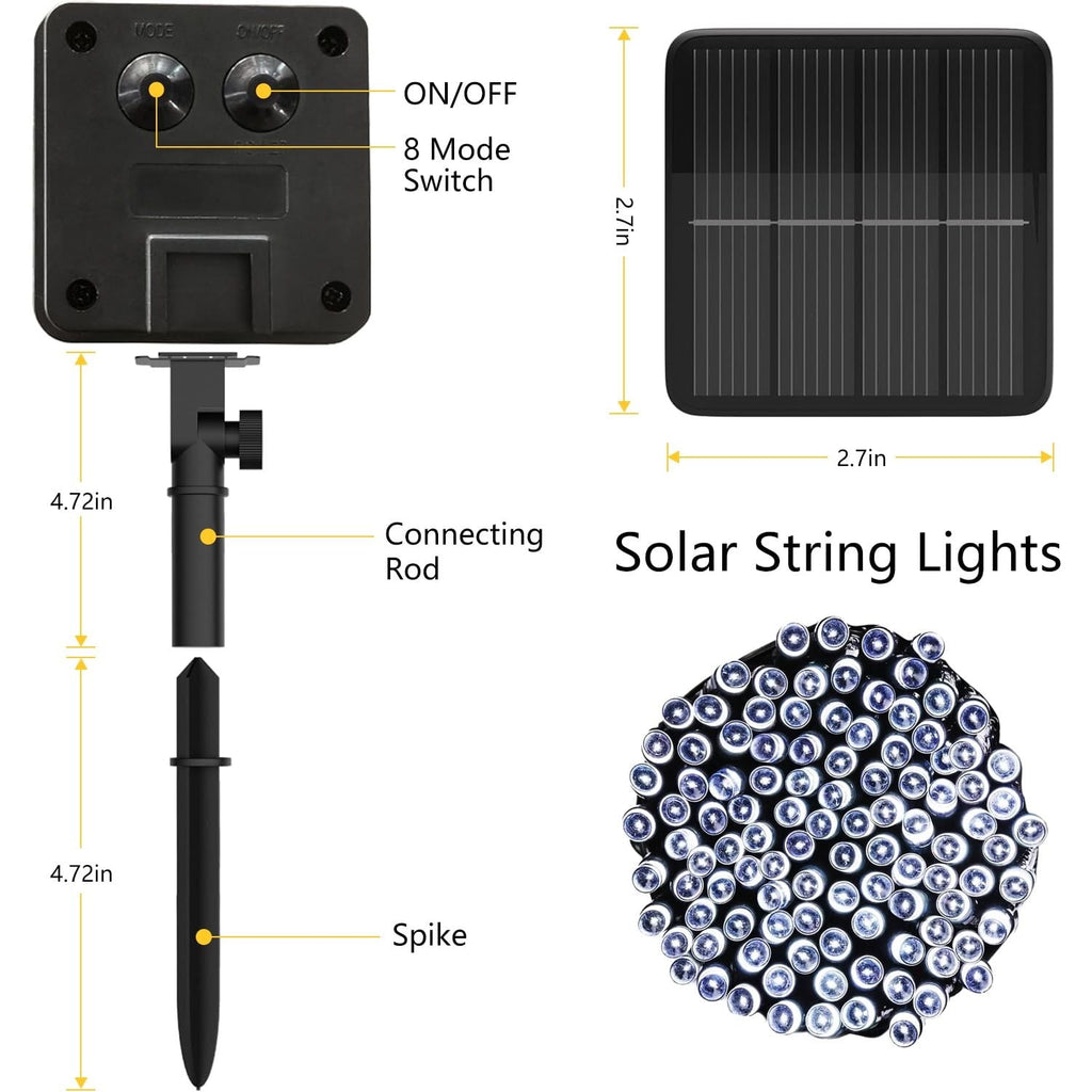 72 FT 200 LED Solar String Lights, Outdoor Solar Christmas Lights, Waterproof Solar Fairy Lights for Garden, Fence, Party Decorations, White EasyOptionXY LLC
