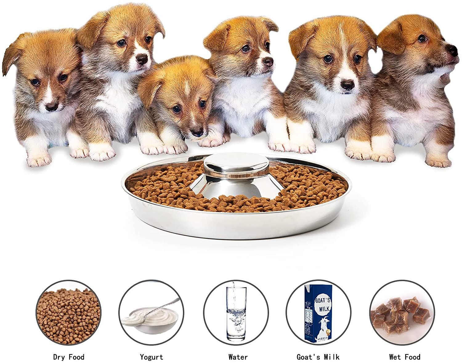 Puppy Feeder Bowl, Stainless Steel Dog Bowls for Puppy, Food Feeding Weaning Bowl for Small Medium Large Dogs (Medium Size, 11.8 Inch) EasyOptionXY LLC