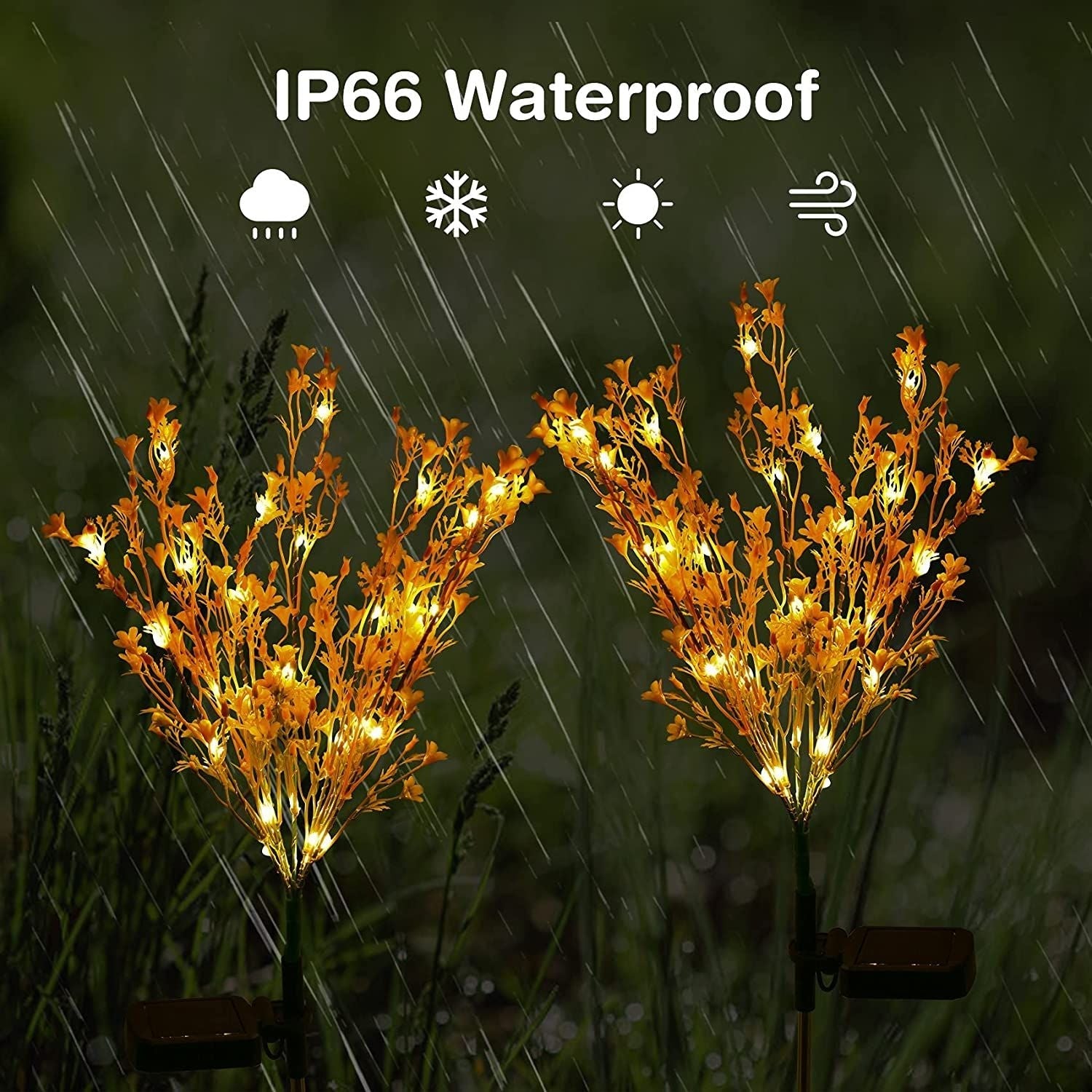 2 Pack Aritificial Canola Flowers Lights, Outdoor Solar Garden Lights Waterproof Decorative LED Solar Flower Lights for Patio Garden Yard Lawn EasyOptionXY LLC