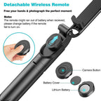 Tripod Stand Selfie Stick, Extendable Bluetooth Selfie Stick with Wireless Remote Compatible with iPhone XR/XS/X/8/Plus/7/Plus/SE/6S/6/Plus, Galaxy S9/S8/S7/S6, Android, More, Black EasyOptionXY LLC