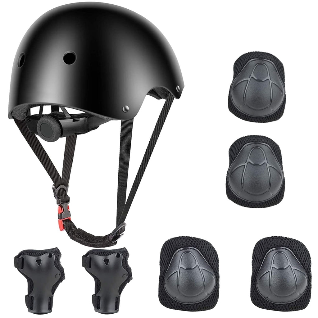 Kids Bike Helmet Set, Adjustable Helmet Elbow Wrist Guards for 3~10yrs Girls Boys, Protective Gear Set for Roller Skates Cycling Bike Rollerblading Scooter, Black EasyOptionXY LLC