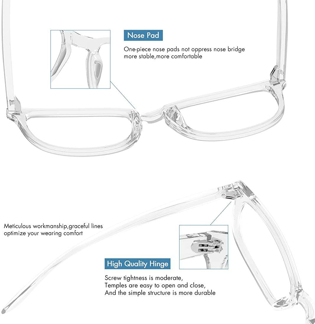 Blue Light Blocking Glasses, Computer Gaming Glasses for Women Men, Anti Eyestrain & UV Glasses, White EasyOptionXY LLC