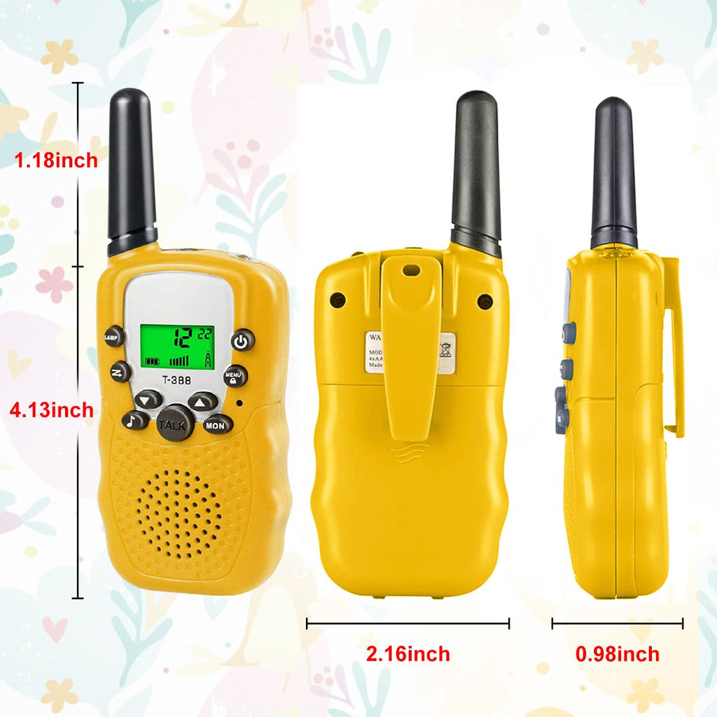 Walkie Talkie for Kids, 3 Miles Range Walky Talky Toys Stocking Stuffers Gifts for 3-12 Year Old Girls Boys Outdoor Adventures, 2 Pack, Yellow EasyOptionXY LLC