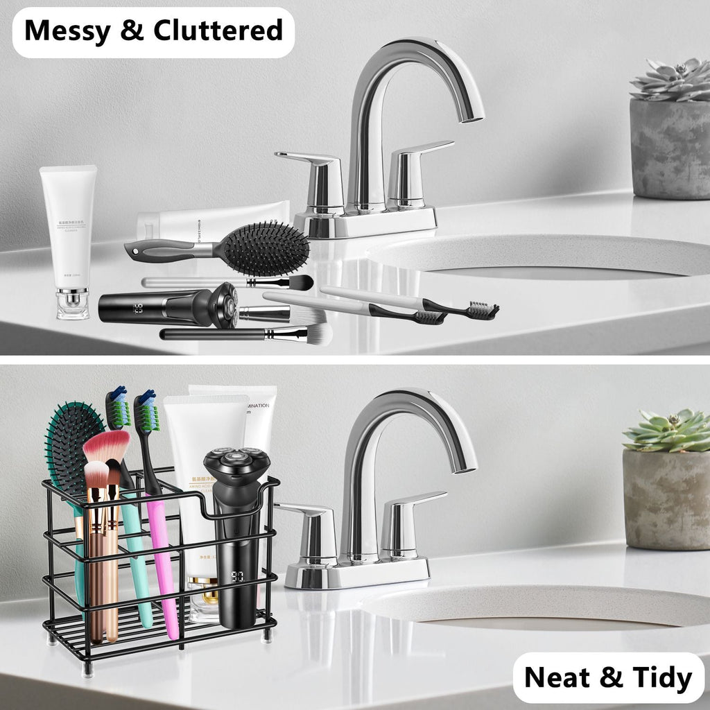 Toothbrush Holder for Bathroom, Stainless Steel Toothpaste Holder Stand with 5 Slots, Tooth Brush Organizer for for Bathroom Countertop, Black EasyOptionXY LLC