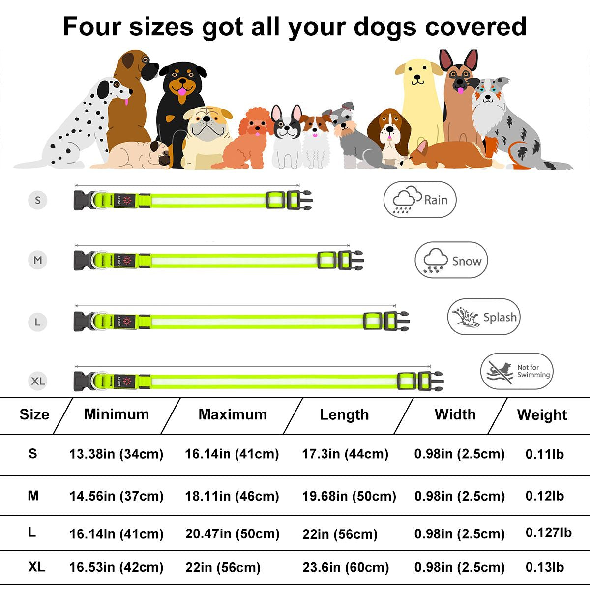 LED Dog Collar, USB Rechargeable Light Up Dog Collar, Adjustable Safety Glowing Collar for Dogs (Green, L Size) EasyOptionXY LLC