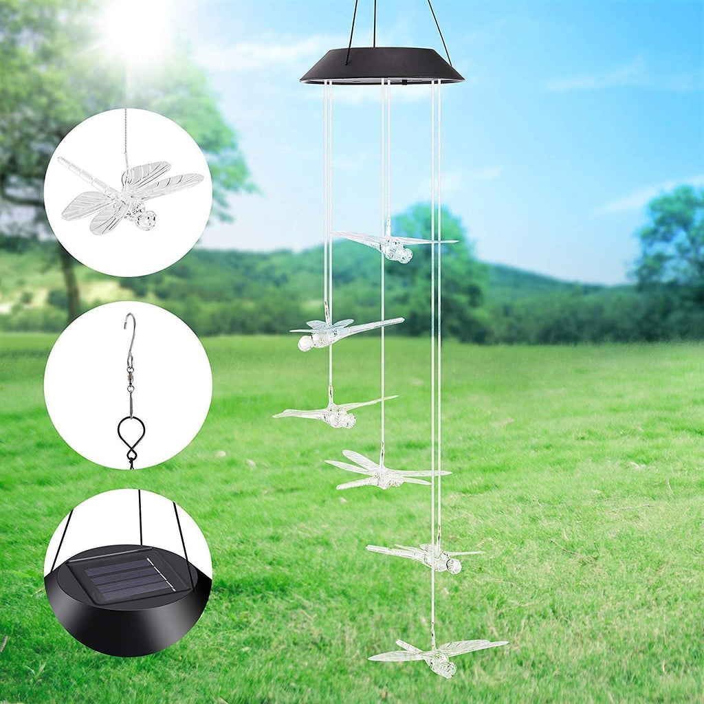 Solar Dragonfly Wind Chimes, Outdoor Color Changing Solar Wind Chimes, Romantic Wind Bell Light Birthday Gifts for Mom Patio Yard Garden Home EasyOptionXY LLC