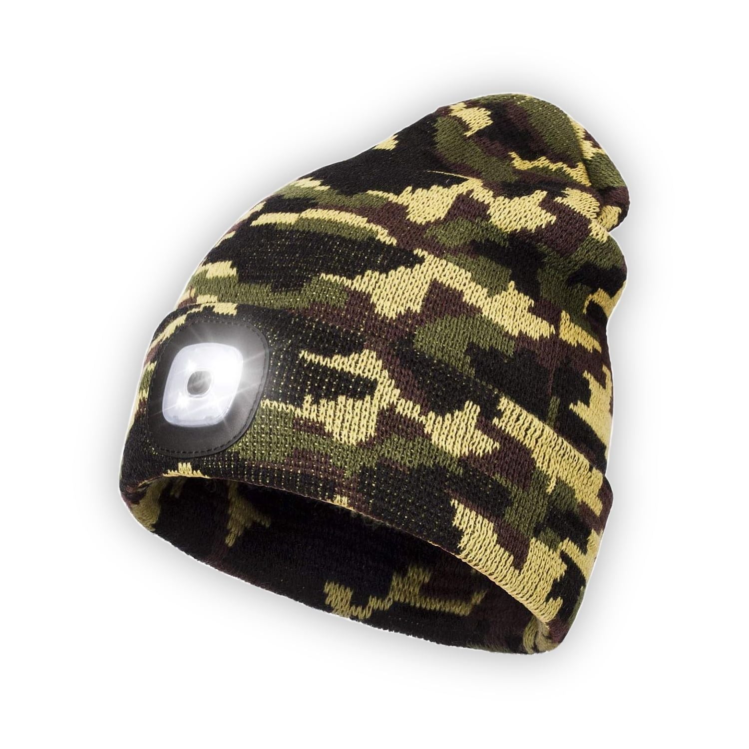 LED Beanie Hat with Light, Unisex USB Rechargeable 4 LED Headlamp Cap, Winter Knitted Headlight, Men Gifts for Dad Husband (Army Green) EasyOptionXY LLC