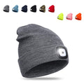 LED Beanie Hat with Light, Unisex USB Rechargeable Hands Free 4 LED Headlamp Cap, Winter Knitted Headlight, Men Gifts for Dad Husband (Gray) EasyOptionXY LLC
