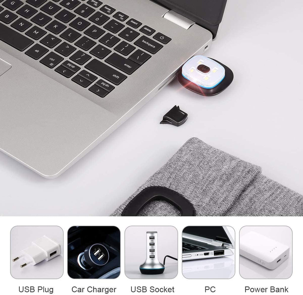 LED Beanie Hat with Light, Unisex USB Rechargeable Hands Free 4 LED Headlamp Cap, Winter Knitted Headlight, Men Gifts for Dad Husband (Gray) EasyOptionXY LLC