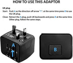 European Travel Plug Adapter, Universal International Power Adapter with 2.4A 4 USB, All in One Wall Charger for UK, EU, AU, AUS (Black) EasyOptionXY LLC