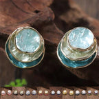 Ins Three-colored Painting Round Earrings Fashion Elegant Versatile Geometric Earrings For Women Jewelry Pi-Mart