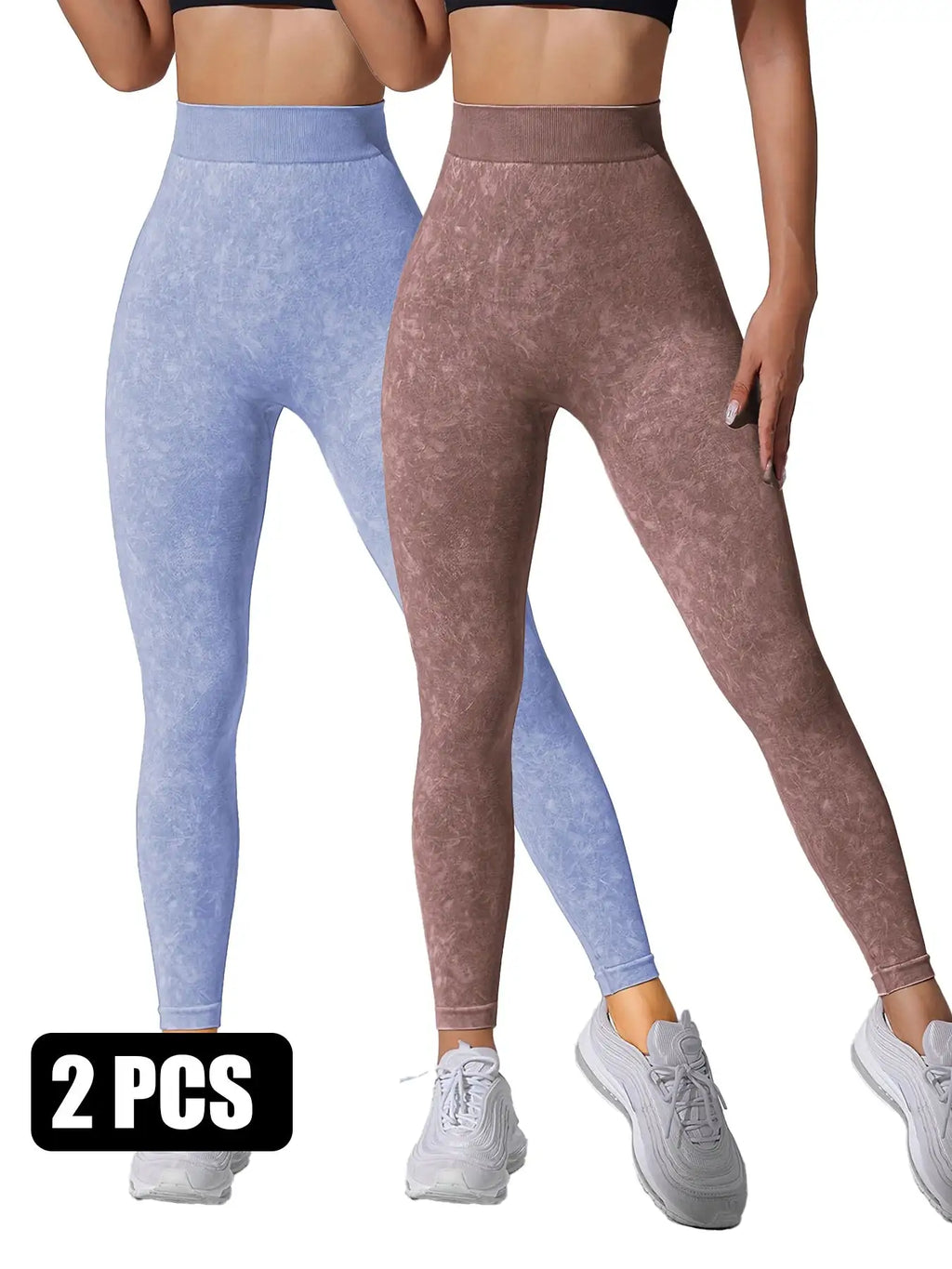 2 Pieces High Waist V Back Yoga Pants Tummy Control Running Workout Tight - SJB-DIAMOND ELITES