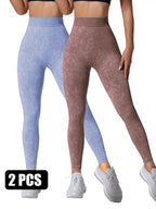 2 Pieces High Waist V Back Yoga Pants Tummy Control Running Workout Tight - SJB-DIAMOND ELITES