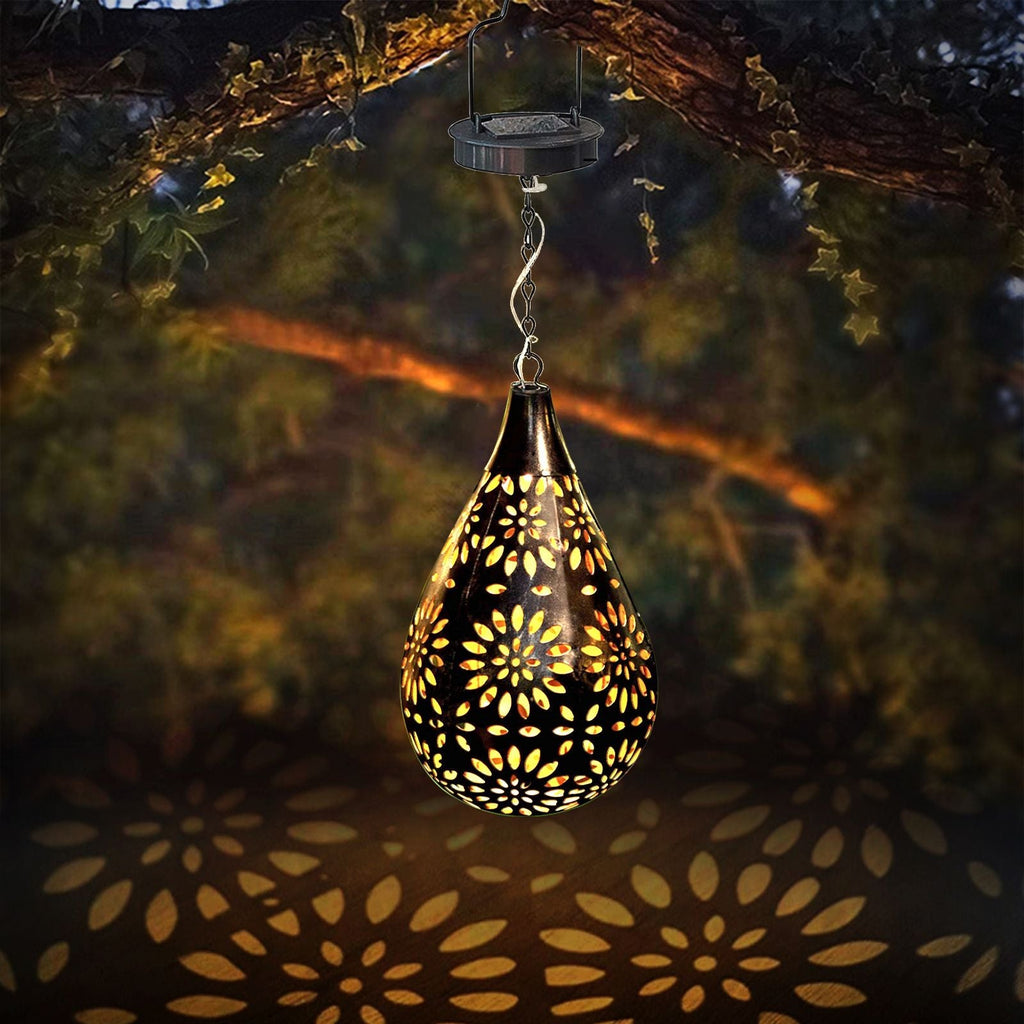 Hanging Solar Lantern Lights, Boho Decorative LED Garden Lights, Waterproof Solar Metal Lamp for Outdoor Patio Lawn Decor