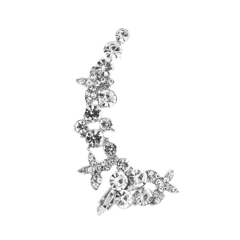 Elegant Crystal Butterfly Flower Ear Clips – Chic &amp; Feminine Statement Piece Pi-Mart