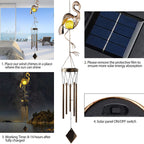 Solar Flamingo Wind Chime, Wind Chimes Flamingo Decor, Outdoor Solar Light Memorial Gift for Women Grandma Garden Decor EasyOptionXY LLC