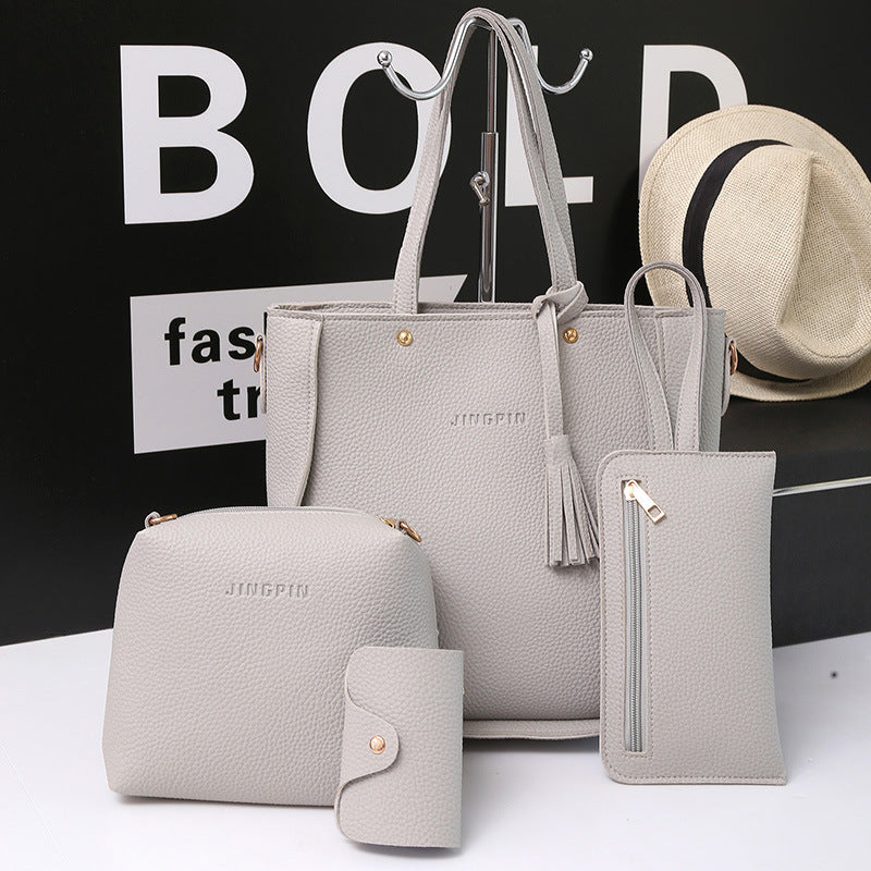 Women Bag Set Top-Handle Big Capacity Female Tassel Handbag Fashion Shoulder Bag Ladies PU Leather Crossbody Bag bolsas feminin Pi-Mart
