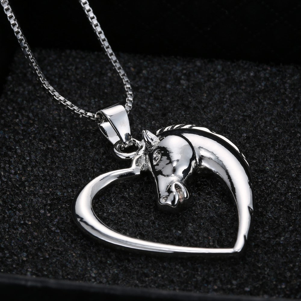 Horse Necklace Silver Color Horse Head Lootquake LLC