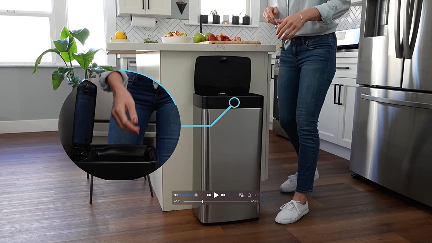 Simpli-Magic Stainless Steel Touchless Trash Can (13 Gallon Capacity) EasyOptionXY LLC