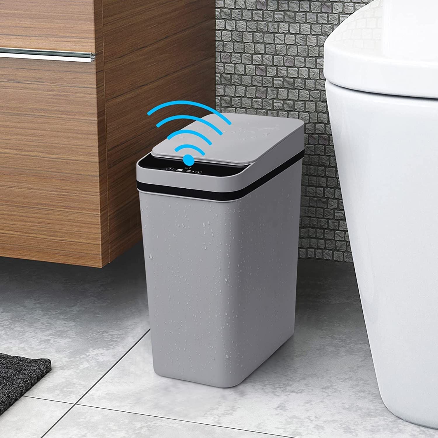 Smart Touchless Trash Can, 2.5 Gallon Garbage Can for Kitchen, Office, Toilet, Bedroom (Grey) EasyOptionXY LLC