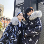 Thick printed cotton coat