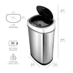 Nine Stars 13 Gallon Trash Can, Motion Sensor Kitchen Trash Can, Stainless Steel with Plastic Lid EasyOptionXY LLC