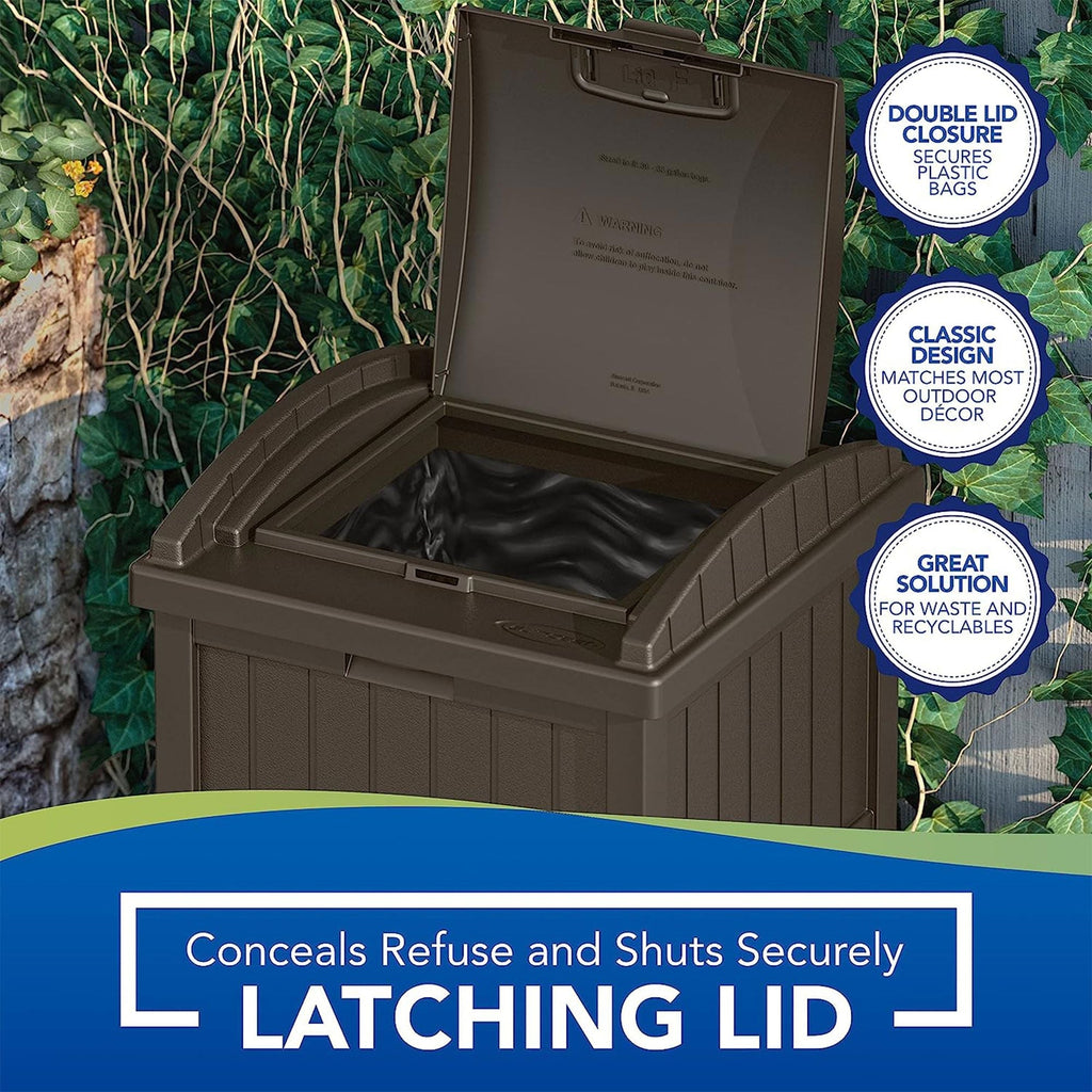 Suncast 33-Gallon Capacity Outdoor Garbage Can Hideaway with Secure Lid, Java Brown EasyOptionXY LLC