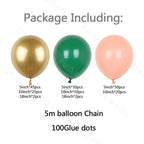 186Pcs Peach Green Metallic Latex Balloon Set For Wedding Birthday Party Decoration Baby Showers Girls Party Bridal Showers Stevvex