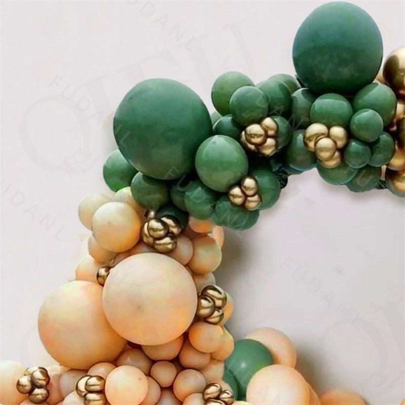 186Pcs Peach Green Metallic Latex Balloon Set For Wedding Birthday Party Decoration Baby Showers Girls Party Bridal Showers Stevvex