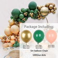 186Pcs Peach Green Metallic Latex Balloon Set For Wedding Birthday Party Decoration Baby Showers Girls Party Bridal Showers Stevvex