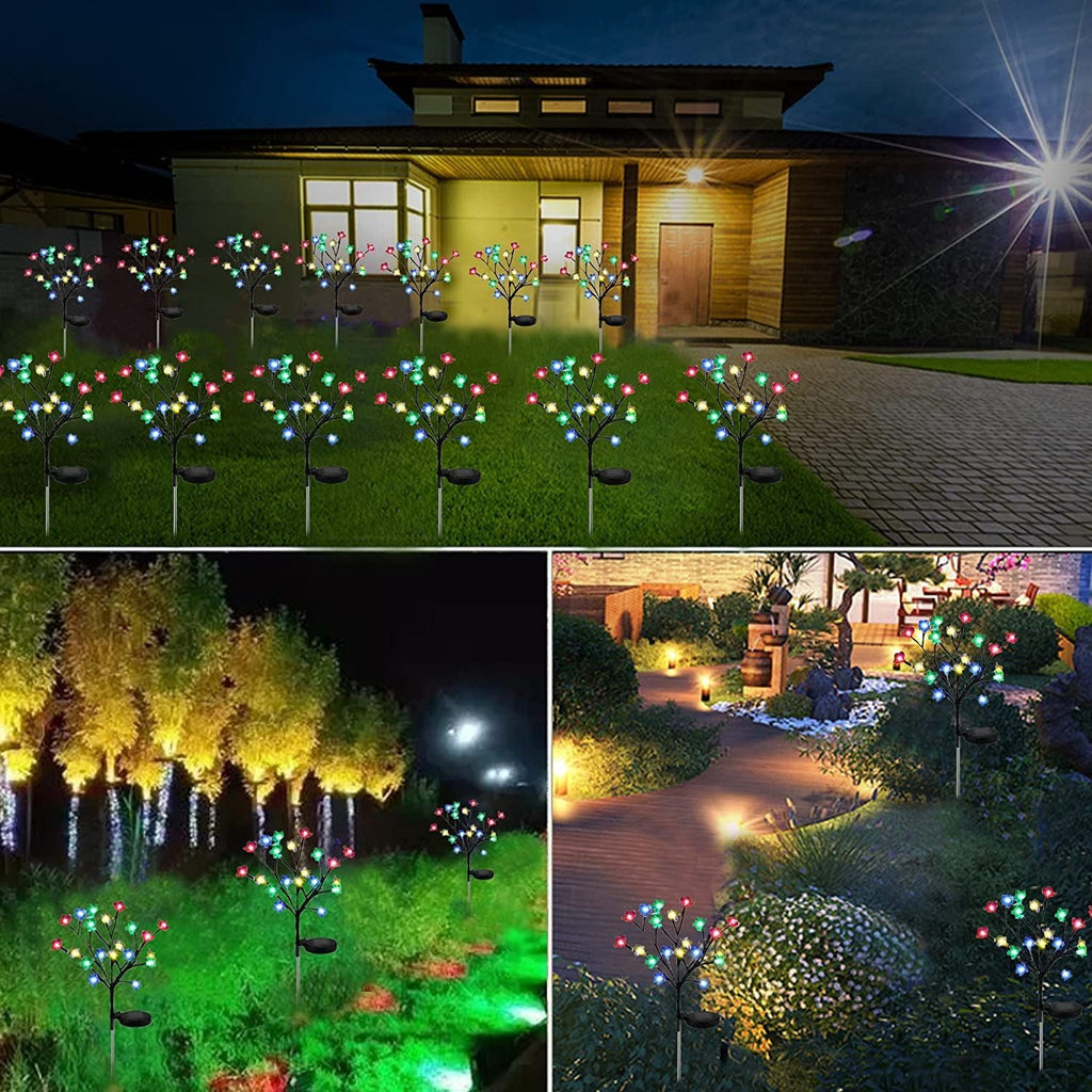 2 Pack Solar Grden Lights, Outdoor Solar Cherry Blossom Lights, Decorative 20 LED Fairy Lights for Pathway Patio Yard Deck Decoration