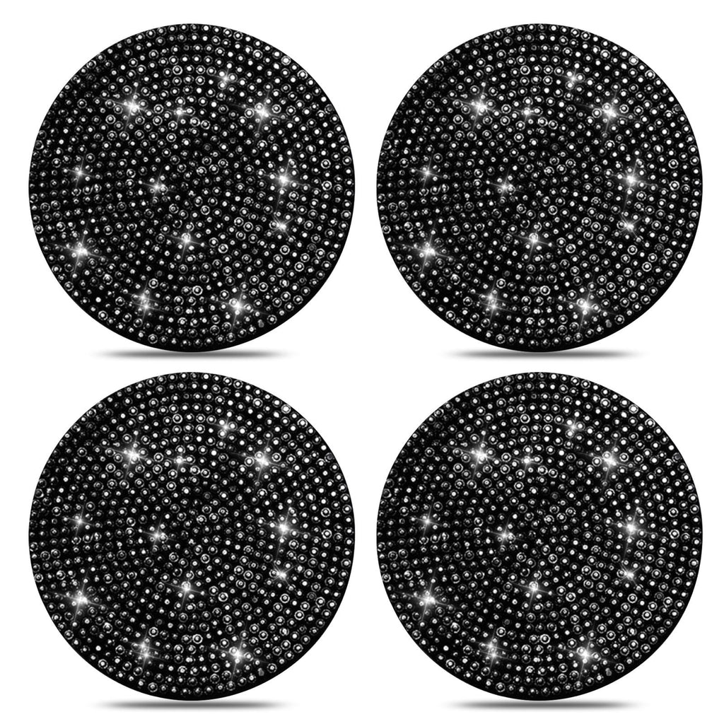 Car Cup Holder Coaster, 4 Pack 2.75 inch Bling Cup Holder, Crystal Car Cup Mat, Universal Vehicle Interior Accessories for Women (Black) EasyOptionXY LLC