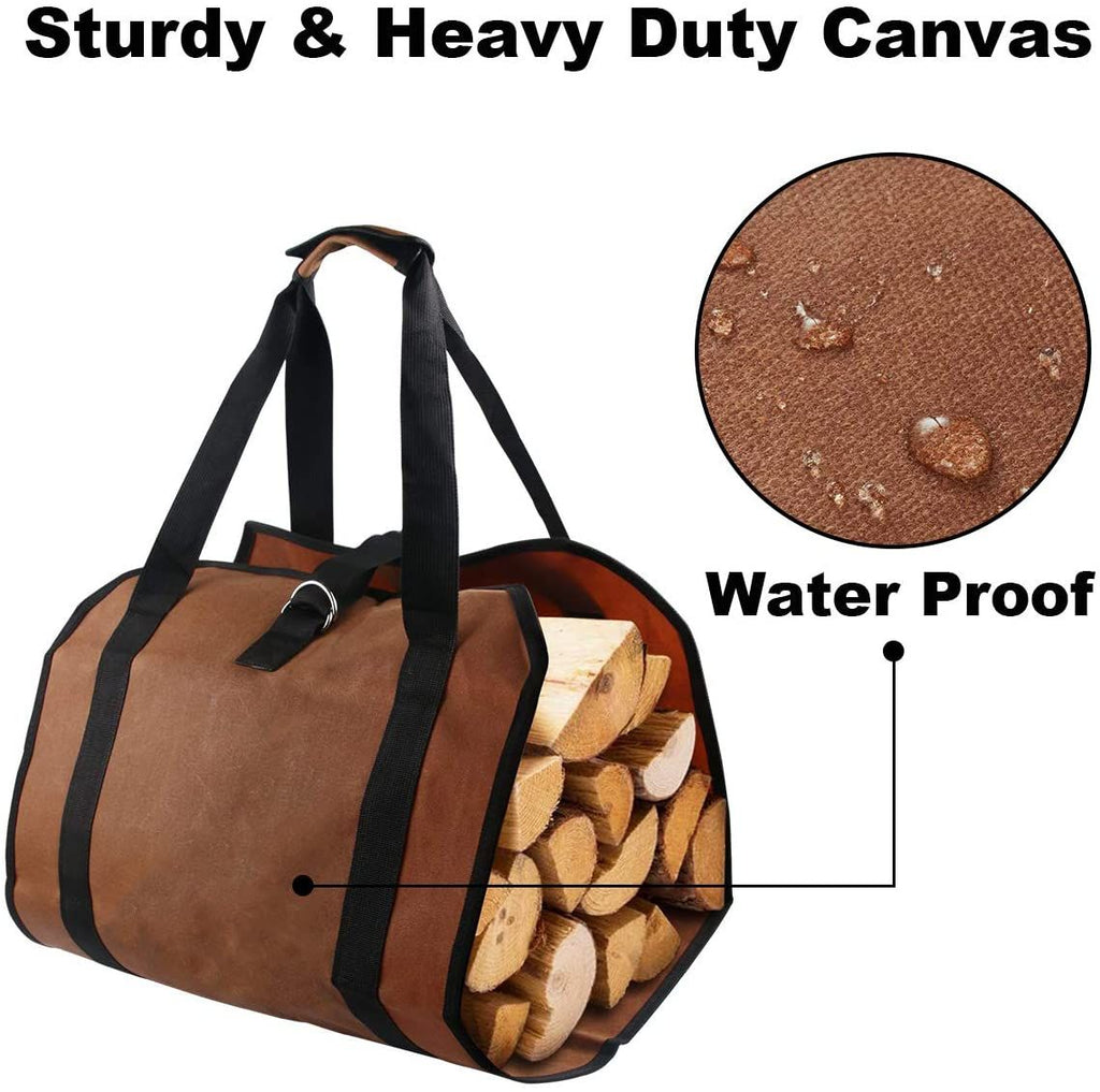 Firewood Carrier, Canvas Log Tote Bag with Strap and Handles, Wood Carrying Bag Fireplace Log Carrier for Indoors Camping Christmas Gift EasyOptionXY LLC