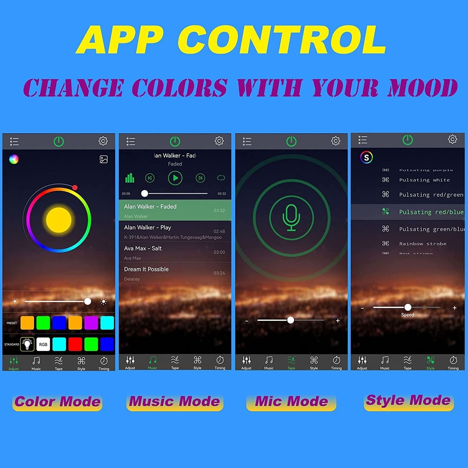 Multi-Color Strip Lights with App Control, Smart Interior 48 LED Car Lights with Music Mode, Under Dash Interior Lights for Cars, SUVs, DC 12V, 4 Pcs EasyOptionXY LLC