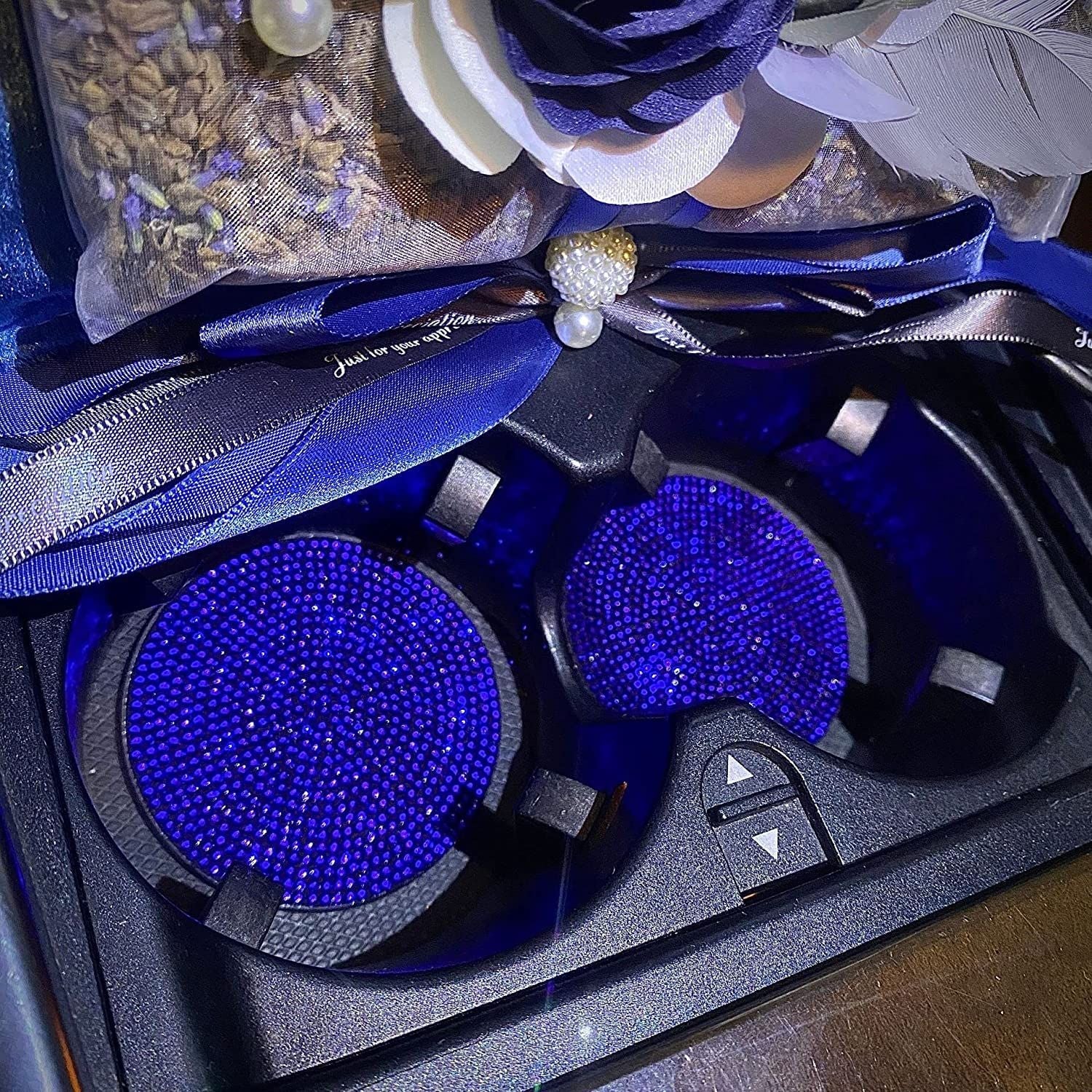 Car Cup Holder Coaster, 4 Pack 2.75 inch Bling Cup Holder, Crystal Car Cup Mat, Universal Vehicle Interior Accessories for Women (Blue) EasyOptionXY LLC