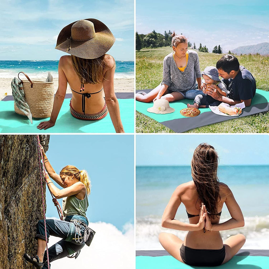 Beach Blanket, 83" x 78" Waterproof Sand Free Beach Mat for 4-7 Persons, Outdoor Picnic Blanket for Travel, Camping, Hiking (Green) EasyOptionXY LLC