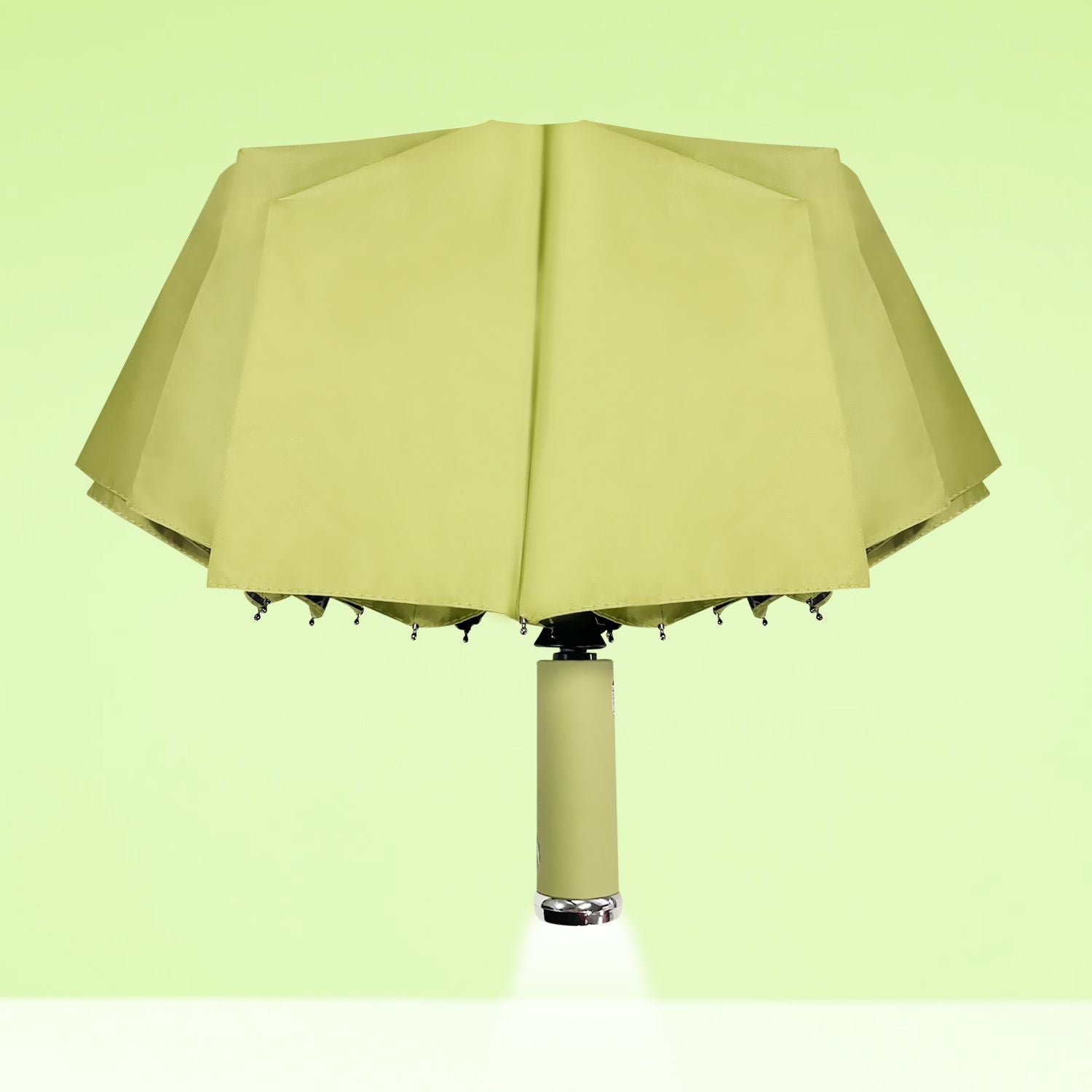 Automatic Folding Umbrella with LED Flashlight Handle, Travel Umbrella with 10 Ribs, Compact Umbrella for Kids Adults (Green) EasyOptionXY LLC