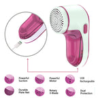 Electric Lint Remover, USB Rechargeable Fabric Shaver for Clothes, Cordless Bobble Sweater Defuzzer with 3 Blades for Fuzz, Pills, Bobbles, Red EasyOptionXY LLC